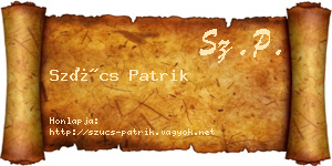 Szűcs Patrik névjegykártya