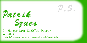 patrik szucs business card